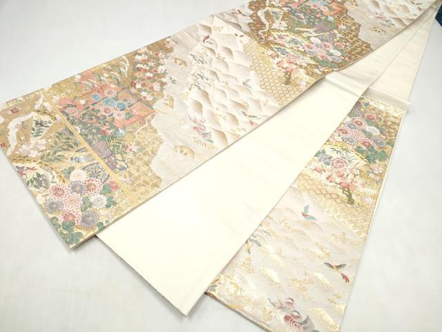 平和屋本店▼六通柄袋帯　薫舞桧扇文　本金箔　正絹　逸品　CABL4860hy