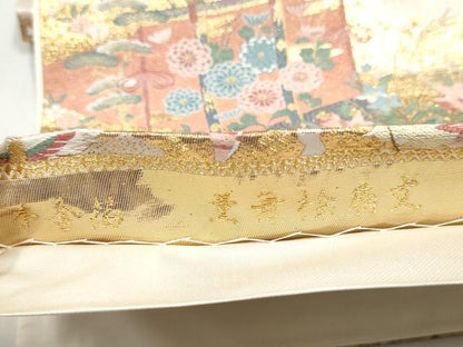 平和屋本店▼六通柄袋帯　薫舞桧扇文　本金箔　正絹　逸品　CABL4860hy