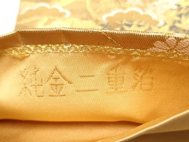 平和屋本店▼六通柄袋帯　風景草花文　純金二重箔　正絹　逸品　CABL4861hy