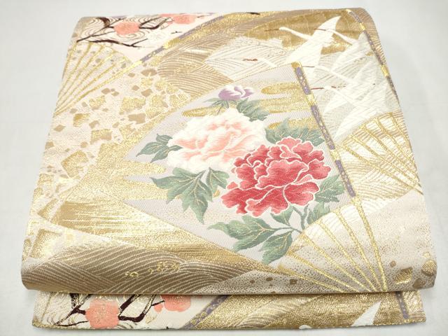 平和屋本店▼六通柄袋帯　琳派華美文　24K二重箔　正絹　逸品　CABL4864hy