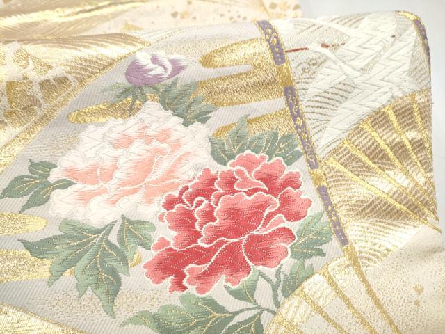 平和屋本店▼六通柄袋帯　琳派華美文　24K二重箔　正絹　逸品　CABL4864hy