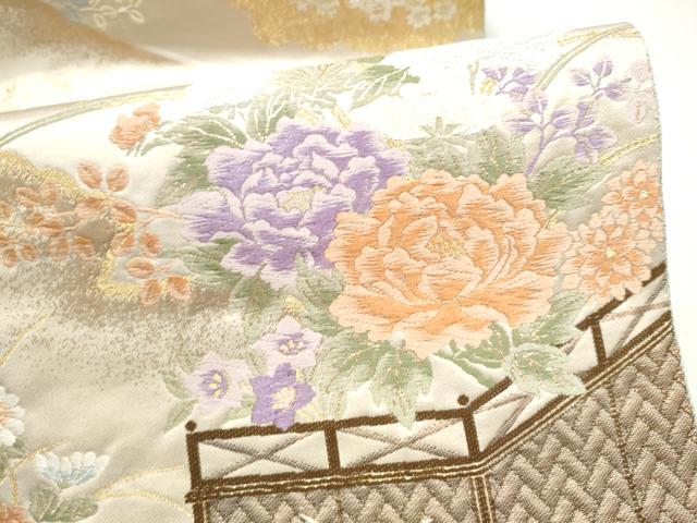 平和屋本店▼六通柄袋帯　唐織　花車文　本金箔　正絹　逸品　CABL4865hy