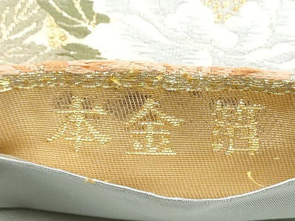 平和屋本店▼六通柄袋帯　唐織　花車文　本金箔　正絹　逸品　CABL4865hy