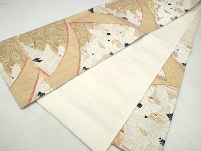 平和屋本店▼六通柄袋帯　瑞鶴　本金箔　正絹　逸品　CABL4866hy