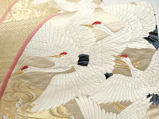平和屋本店▼六通柄袋帯　瑞鶴　本金箔　正絹　逸品　CABL4866hy