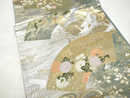 平和屋本店▼六通柄袋帯　唐織　華苑蒔絵錦　本金二重織　正絹　逸品　CABL4867hy