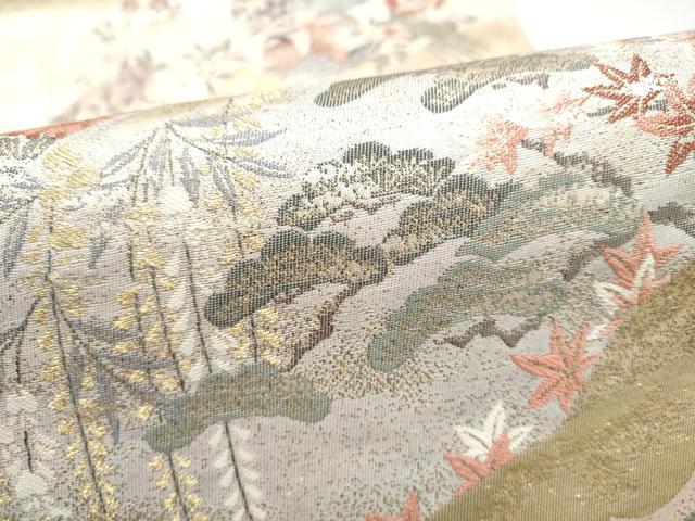 平和屋本店▼六通柄袋帯　御所車花文　純金箔織九百錦　正絹　逸品　CABL4868hy
