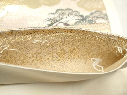 平和屋本店▼六通柄袋帯　御所車花文　純金箔織九百錦　正絹　逸品　CABL4868hy
