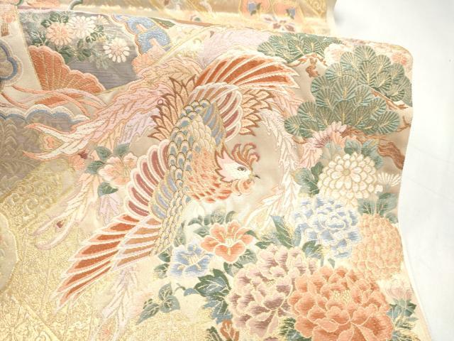 平和屋本店▼六通柄袋帯　唐織　鳳凰花車文　本金箔　正絹　逸品　CABL4871hy
