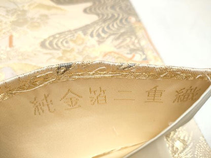 平和屋本店▼六通柄袋帯　人物風景文　純金箔二重箔織　正絹　逸品　CABL4875hy