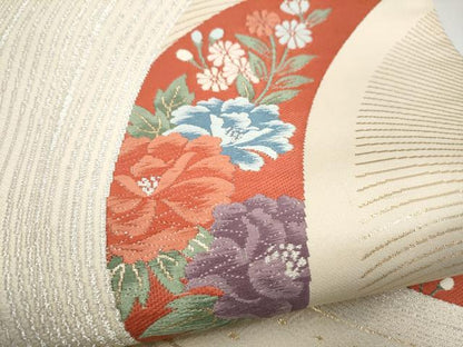 平和屋本店▼六通柄袋帯　唐織　正倉院菱取蜀江華文　純金24K　正絹　逸品　CABL4876hy