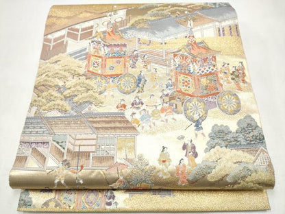 平和屋本店▼六通柄袋帯　都大路の華　本金織　正絹　逸品　CABL4882hy