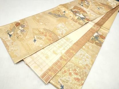 平和屋本店▼六通柄袋帯　慶祥利休　本金箔　正絹　逸品　CABL4886hy