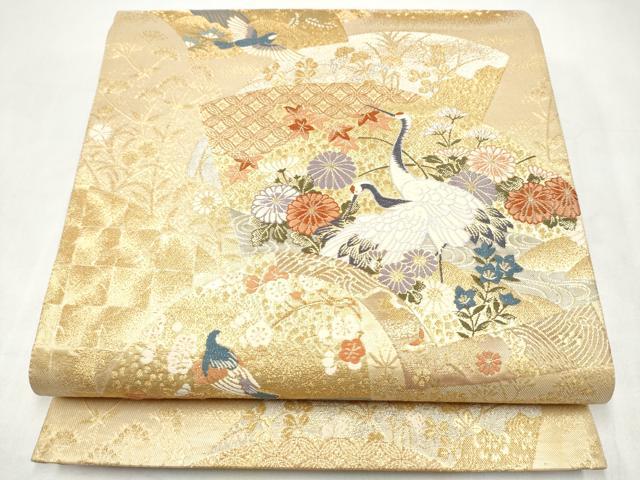平和屋本店▼六通柄袋帯　慶祥利休　本金箔　正絹　逸品　CABL4886hy