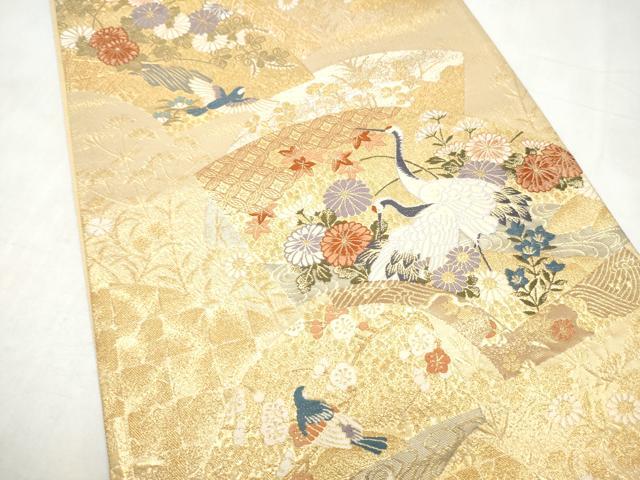 平和屋本店▼六通柄袋帯　慶祥利休　本金箔　正絹　逸品　CABL4886hy