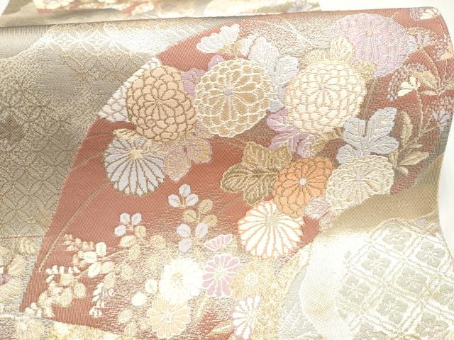 平和屋本店▼六通柄袋帯　唐織　装匠錦　純金箔二重織　正絹　逸品　CABL4890hy