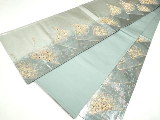 平和屋本店▼六通柄袋帯　正倉院花文　本金僂箔　引箔　正絹　逸品　CABL4892hy