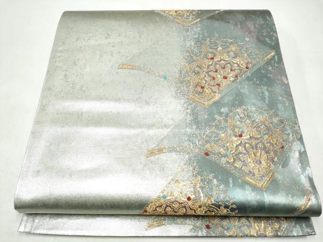 平和屋本店▼六通柄袋帯　正倉院花文　本金僂箔　引箔　正絹　逸品　CABL4892hy