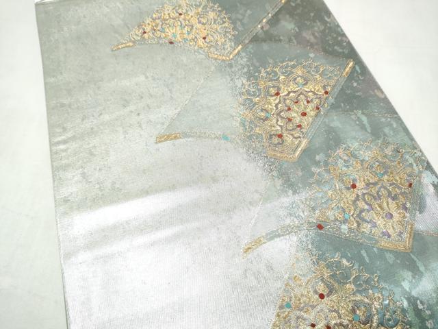 平和屋本店▼六通柄袋帯　正倉院花文　本金僂箔　引箔　正絹　逸品　CABL4892hy