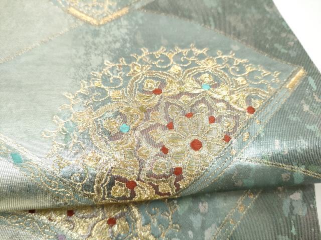 平和屋本店▼六通柄袋帯　正倉院花文　本金僂箔　引箔　正絹　逸品　CABL4892hy