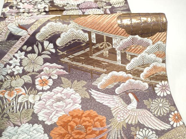 平和屋本店▼六通柄袋帯　唐織　王華舞楽文　本金箔二重織九百錦　正絹　逸品　CABL4894hy