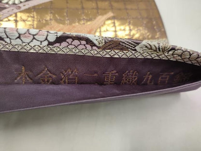 平和屋本店▼六通柄袋帯　唐織　王華舞楽文　本金箔二重織九百錦　正絹　逸品　CABL4894hy