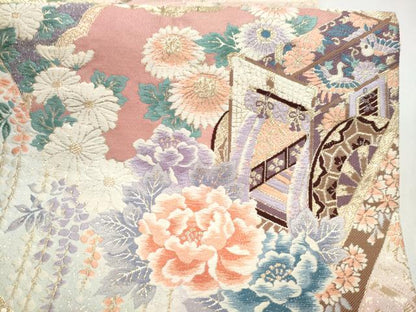 平和屋本店▼六通柄袋帯　唐織　九百錦　花鳥華飛鶴　本金二重箔　正絹　逸品　CABL4895hy