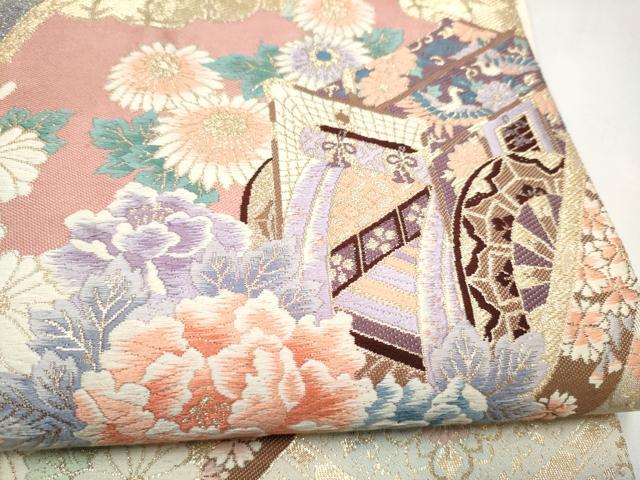 平和屋本店▼六通柄袋帯　唐織　九百錦　花鳥華飛鶴　本金二重箔　正絹　逸品　CABL4895hy