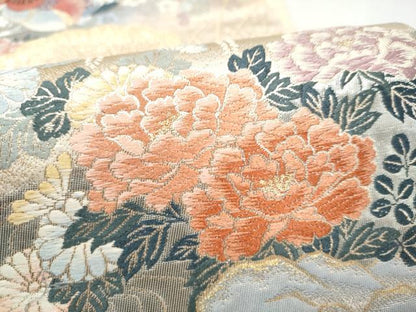 平和屋本店▼六通柄袋帯　唐織　百花遊鳥文　九百錦本金二重箔織　正絹　逸品　CABL4903hy