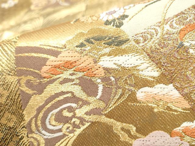 平和屋本店▼六通柄袋帯　色紙花鳥文　本金二重箔　正絹　逸品　CABL4914hy