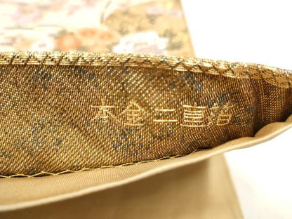 平和屋本店▼六通柄袋帯　色紙花鳥文　本金二重箔　正絹　逸品　CABL4914hy