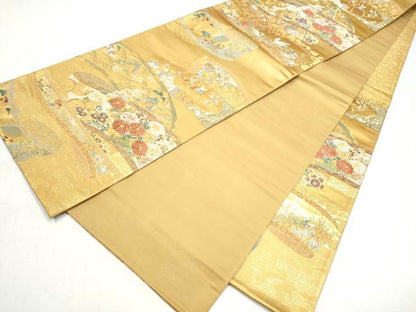 平和屋本店▼六通柄袋帯　唐織　琳派瑞祥錦　本金箔綴れ　正絹　逸品　CABL4924hy