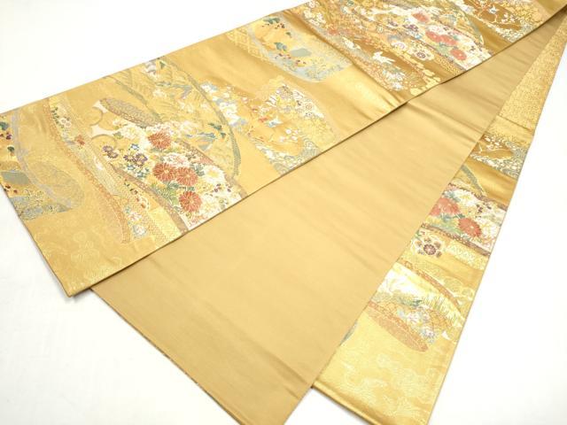 平和屋本店▼六通柄袋帯　唐織　琳派瑞祥錦　本金箔綴れ　正絹　逸品　CABL4924hy