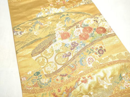 平和屋本店▼六通柄袋帯　唐織　琳派瑞祥錦　本金箔綴れ　正絹　逸品　CABL4924hy