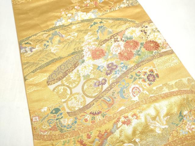平和屋本店▼六通柄袋帯　唐織　琳派瑞祥錦　本金箔綴れ　正絹　逸品　CABL4924hy