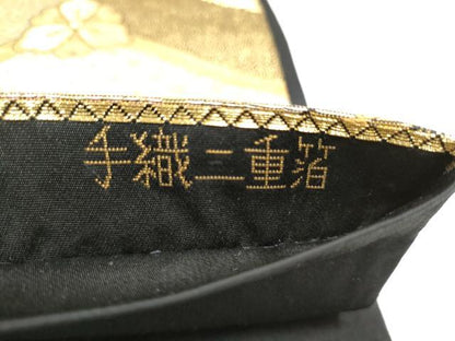 平和屋本店▼六通柄袋帯　正倉院亀甲文　純金箔　手織二重箔　正絹　逸品　CABL4929hy