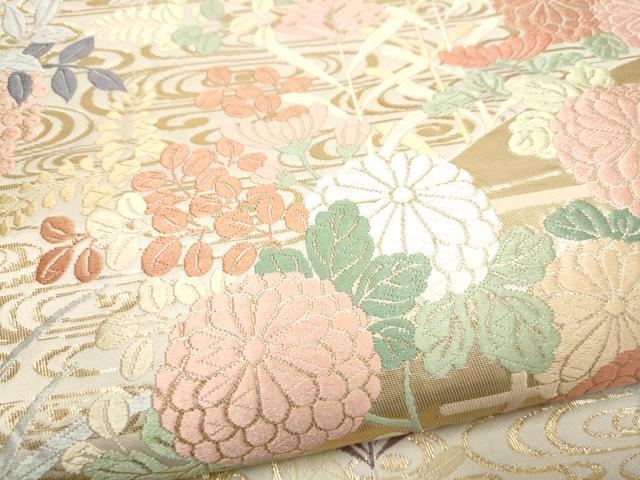 平和屋本店▼六通柄袋帯　唐織　能衣扇面　純金箔　正絹　逸品　CABL4932hy