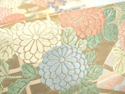 平和屋本店▼六通柄袋帯　唐織　能衣扇面　純金箔　正絹　逸品　CABL4932hy