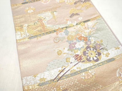 平和屋本店▼六通柄袋帯　唐織　天井之古典　本金　正絹　逸品　CABL4933hy