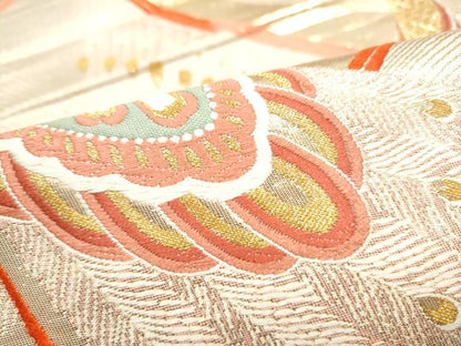 平和屋本店▼六通柄袋帯　唐織　正倉院青海波華文　純金箔24K錦　正絹　逸品　CABL4936hy