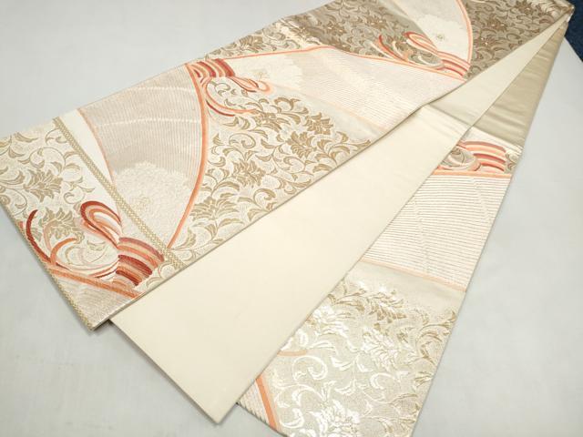 平和屋本店▼六通柄袋帯　唐織　更紗花唐草文　純金箔24K　正絹　逸品　CABL4937hy