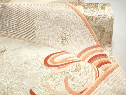 平和屋本店▼六通柄袋帯　唐織　更紗花唐草文　純金箔24K　正絹　逸品　CABL4937hy