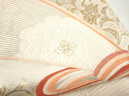 平和屋本店▼六通柄袋帯　唐織　更紗花唐草文　純金箔24K　正絹　逸品　CABL4937hy