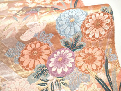 平和屋本店▼六通柄袋帯　花鳥紋九百錦　純金箔　正絹　逸品　CABL4939hy