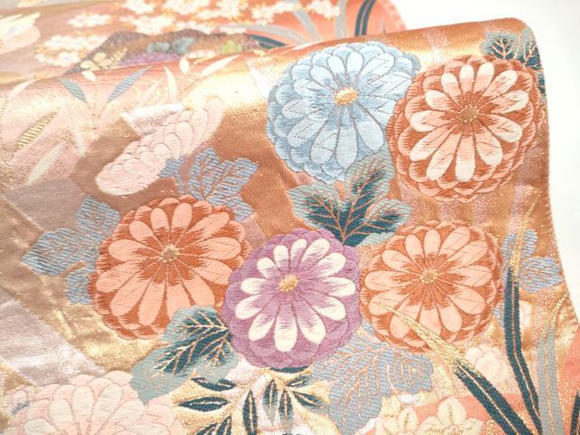 平和屋本店▼六通柄袋帯　花鳥紋九百錦　純金箔　正絹　逸品　CABL4939hy