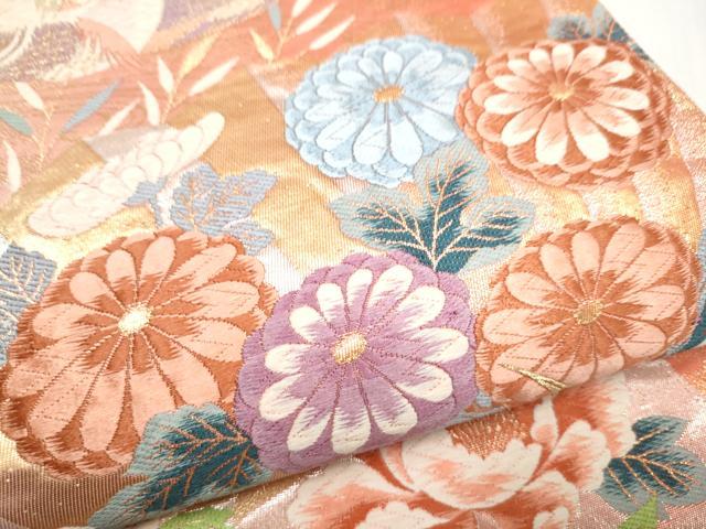 平和屋本店▼六通柄袋帯　花鳥紋九百錦　純金箔　正絹　逸品　CABL4939hy