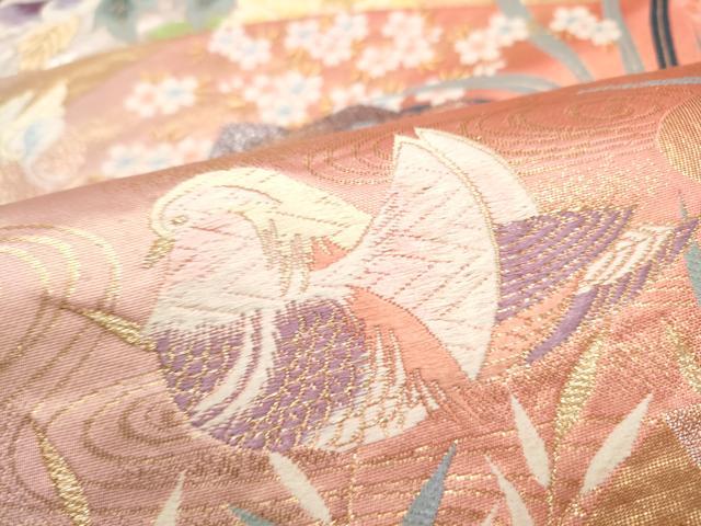 平和屋本店▼六通柄袋帯　花鳥紋九百錦　純金箔　正絹　逸品　CABL4939hy