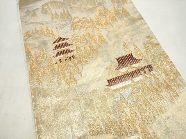 平和屋本店▼六通柄袋帯　樹林風景文　本金箔錦二重箔　正絹　逸品　CABL4946hy