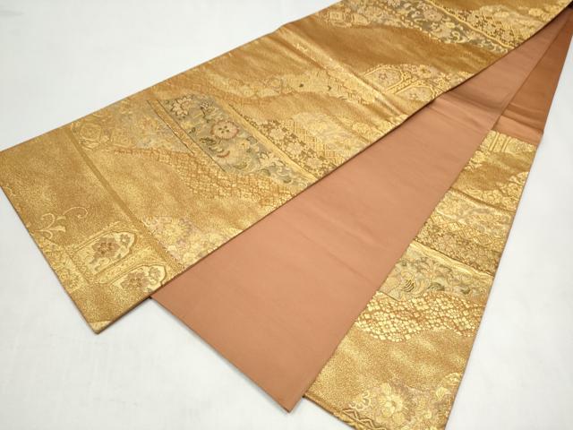平和屋本店▼六通柄袋帯　更紗花唐草文　本金箔　正絹　逸品　CABL4952hy