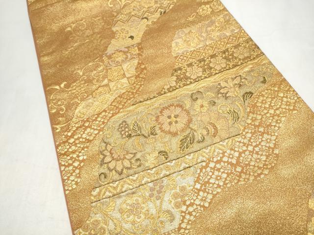 平和屋本店▼六通柄袋帯　更紗花唐草文　本金箔　正絹　逸品　CABL4952hy
